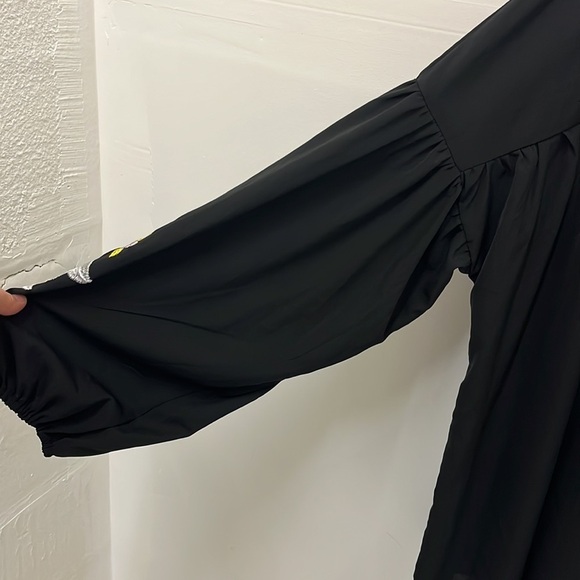 Shein Curve Black Bell Sleeve Bright Embroidered Floral Boho Plus Size Tunic 2XL - Picture 5 of 6